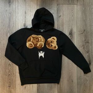 Black Hoodie with Bear Graphic